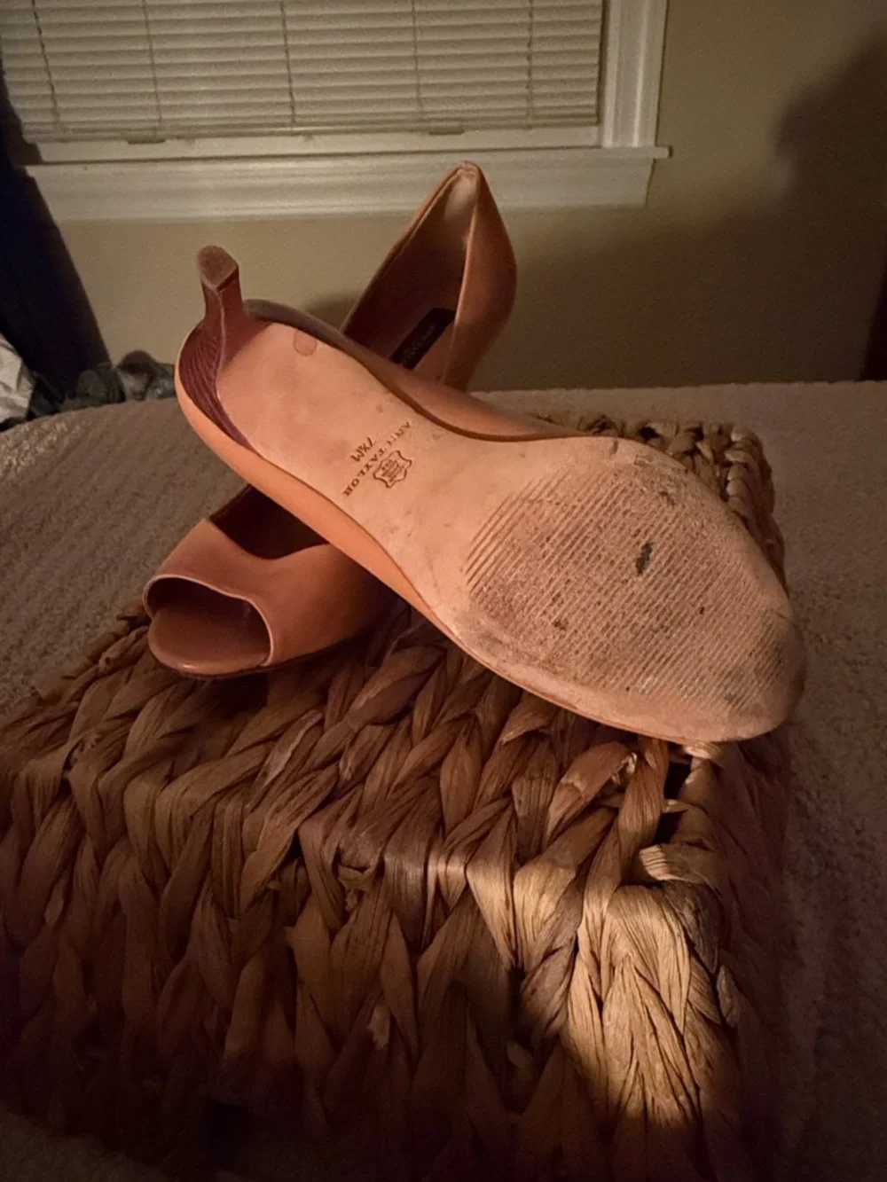 Ann Taylor Peach/Tan Peep-Toe Heels